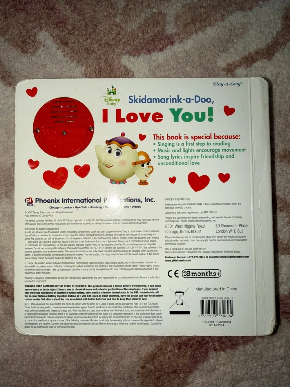 Disney Skidamarink-a-Doo I Love You! Sound Book - Red & Yellow